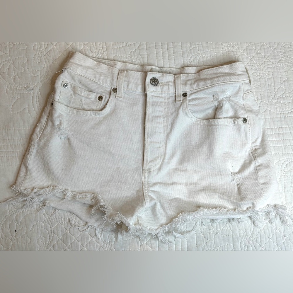 Citizens of Humanity Womens Shorts 26 White Annabelle Long Distressed Denim
